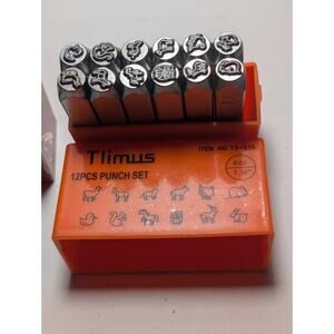 Tlimus 12 Pc Animal Punch Stamp Set 6mm 1/4" Metal Leather Craft Stamps